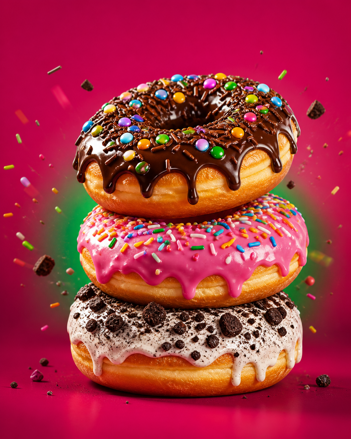 Donuts gourmet empilhados O Tradicionalíssimo