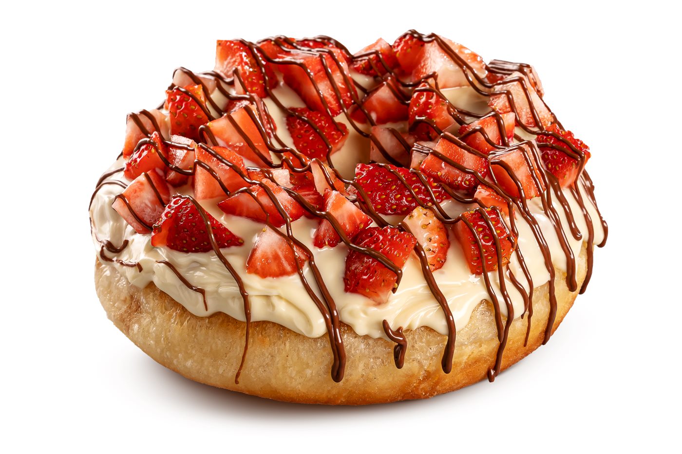 Donut de chocolate branco com morango