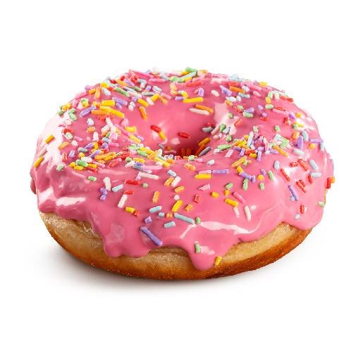 Donut Simpsons rosa com granulado colorido